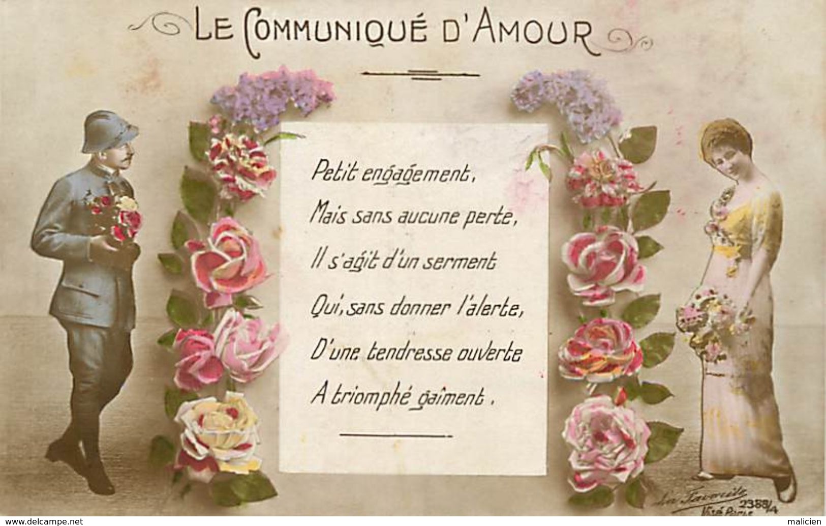 - Themes - Ref-A419- Guerre 1914-18 - Patriotique - Le Communiqué D Amour - Poilu - Poeme - - Patriotiques