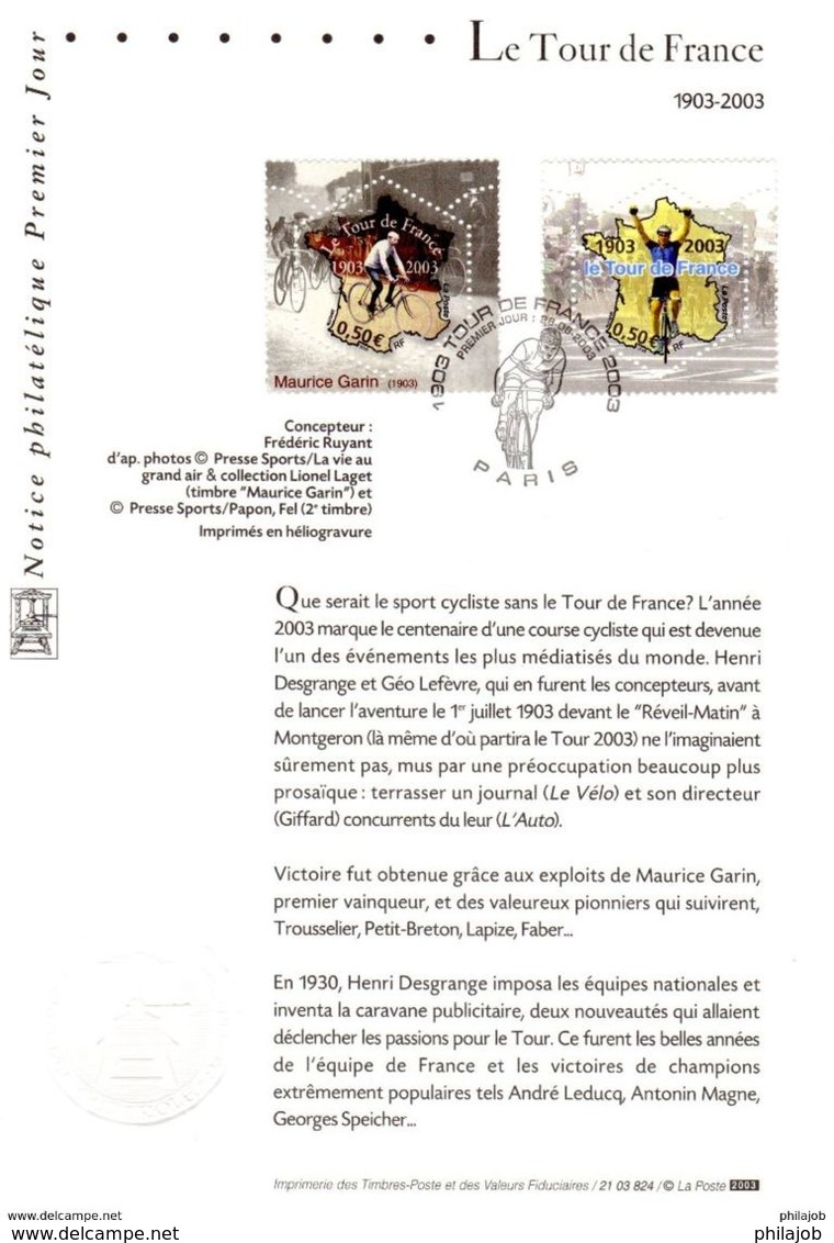 FRANCE 2003 : LOT " 100 ANS DU TOUR DE FRANCE ". N° YT 3582 3583. Voir Les 4 Scans. - Ciclismo