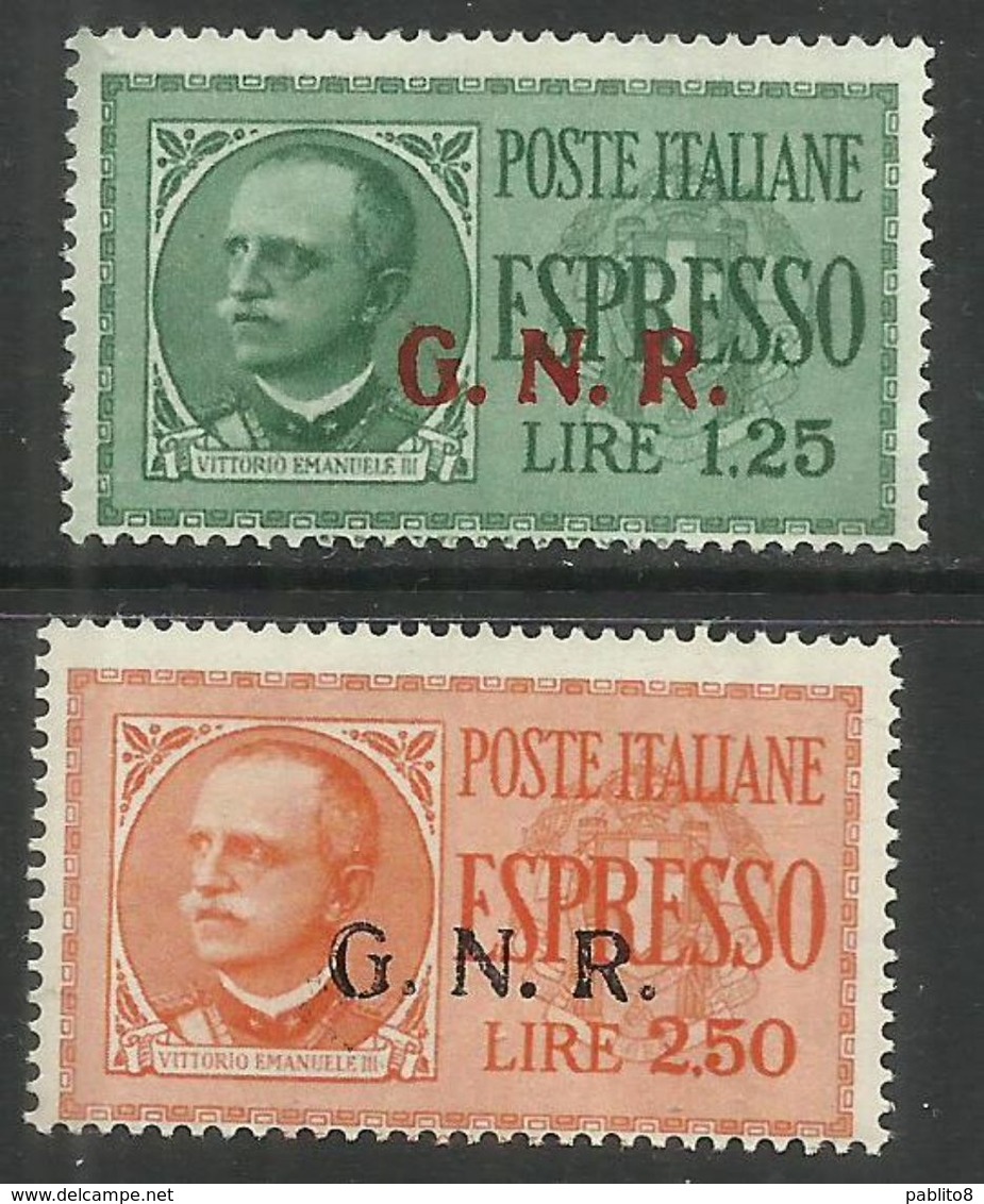 ITALIA REGNO ITALY KINGDOM 1943 1944 REPUBBLICA SOCIALE RSI ESPRESSO SPECIAL DELIVERY GNR SERIE SET MNH FIRMATA SIGNED - Eilsendung (Eilpost)