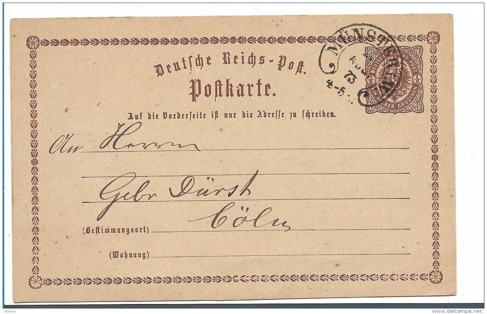 BRS248 ( Münster, Hufeisenstempel 1873 Nach Cóln - Sonstige & Ohne Zuordnung