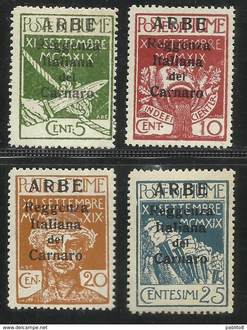 ARBE 1920 REGGENZA ITALIANA DEL CARNARO SOPRASTAMPA GRANDE BIG OVERPRINT SERIE COMPLETA COMPLETE SET MNH CERTIFICATO - Arbe & Veglia