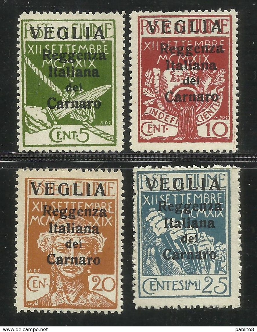 VEGLIA 1920 REGGENZA ITALIANA DEL CARNARO SOPRASTAMPA GRANDE BIG OVERPRINT SERIE COMPLETA COMPLETE SET MNH CERTIFICATO - Arbe & Veglia