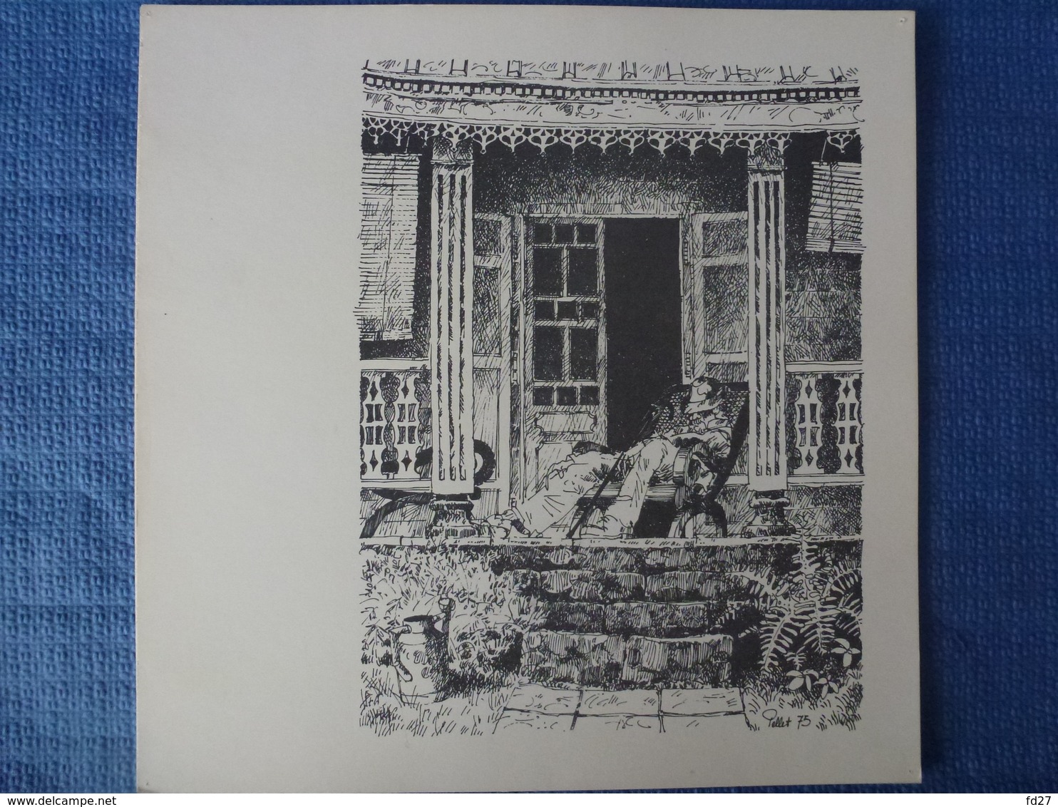 Lot de 7 lithographies créoles de maisons réunionnaises - signées Pellet - 1975