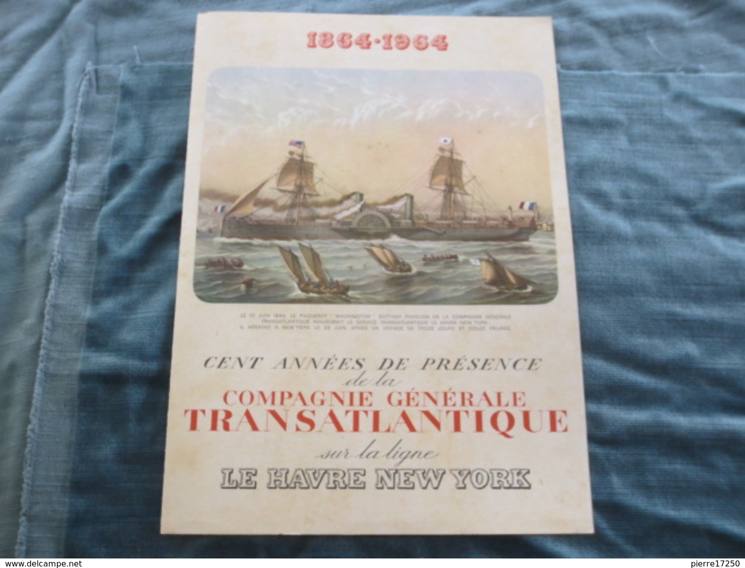 Compagnie Generale Transatlantique French Line  Paquebot France Menu De Gala 14.06.1964 - Menus