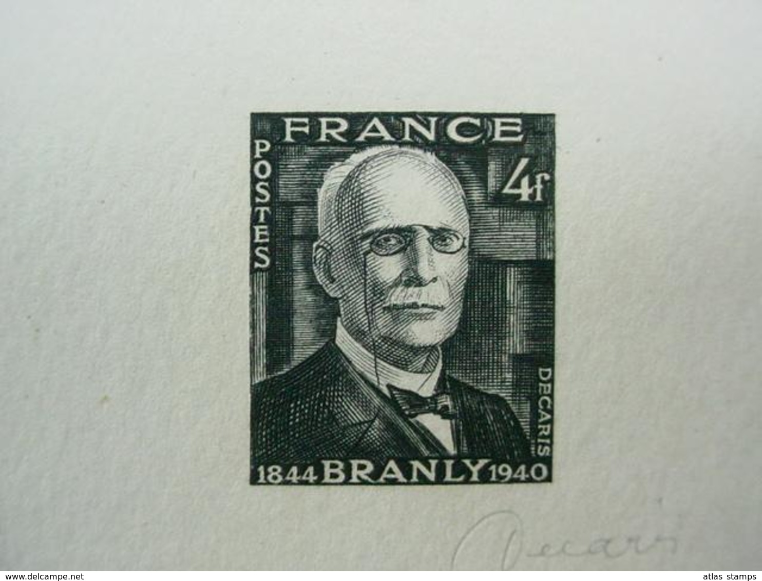 FRANCE 1944 - Edouard Barnly , Yvert#599  -  Epreuve D'Artiste , Signé - RARE ! - Epreuves D'artistes