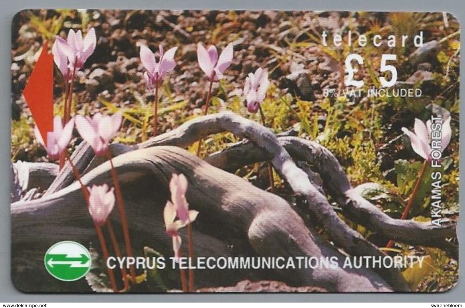 CY.- Telefoonkaart. CYPRUS TELECOMMUNICATIONS AUTHORITY. Akamas Forest Plantes Fleurs Cyclames, Telecard £ 5 - 21CYPA. - Fleurs