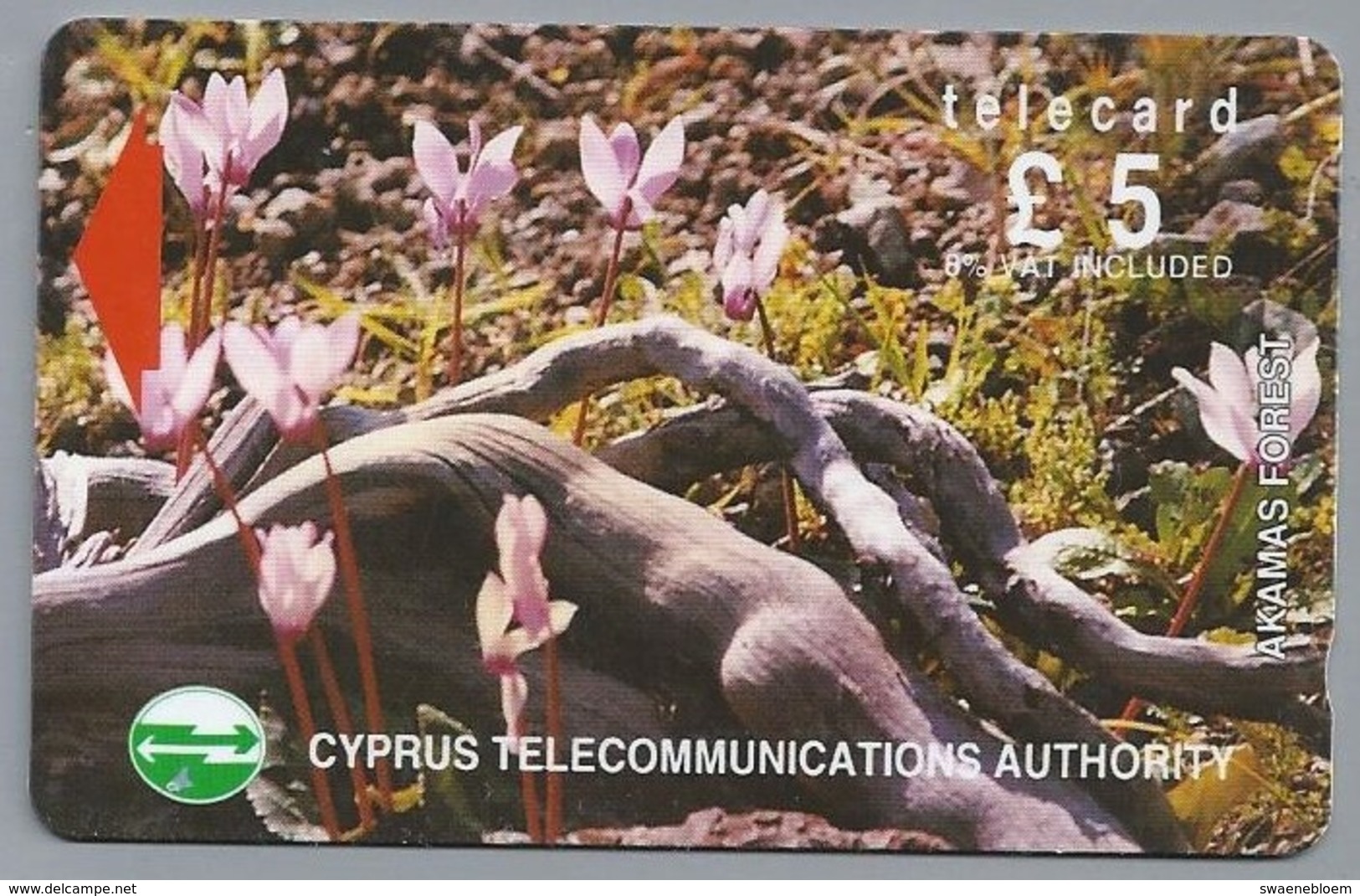 CY.- Telefoonkaart. CYPRUS TELECOMMUNICATIONS AUTHORITY. Akamas Forest Plantes Fleurs Cyclames, Telecard £ 5 - 21CYPA. - Fleurs