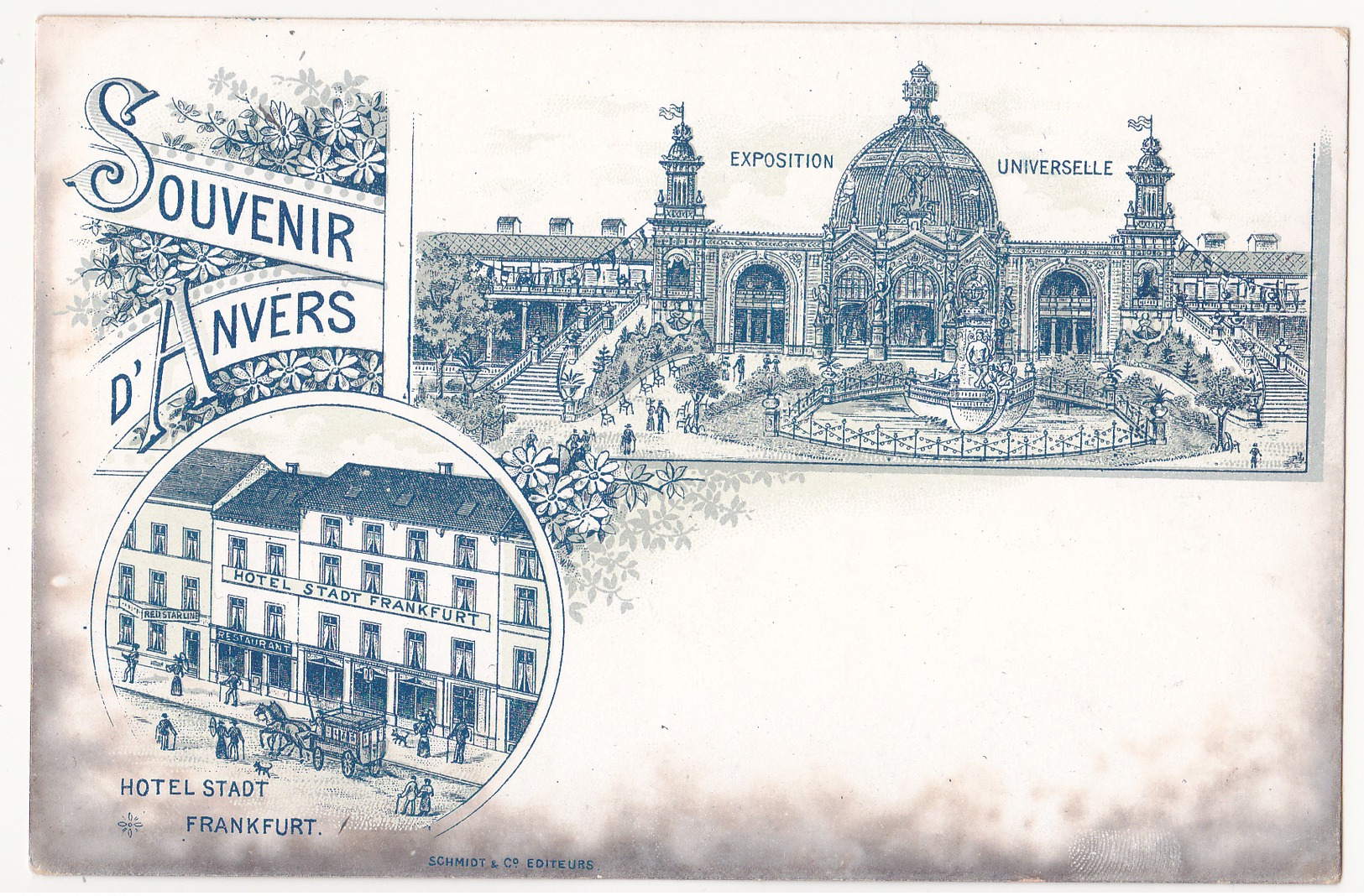 Antwerpen: Souvenir D' Anvers. Hotel Stadt Frankfurt. (litho) - Antwerpen