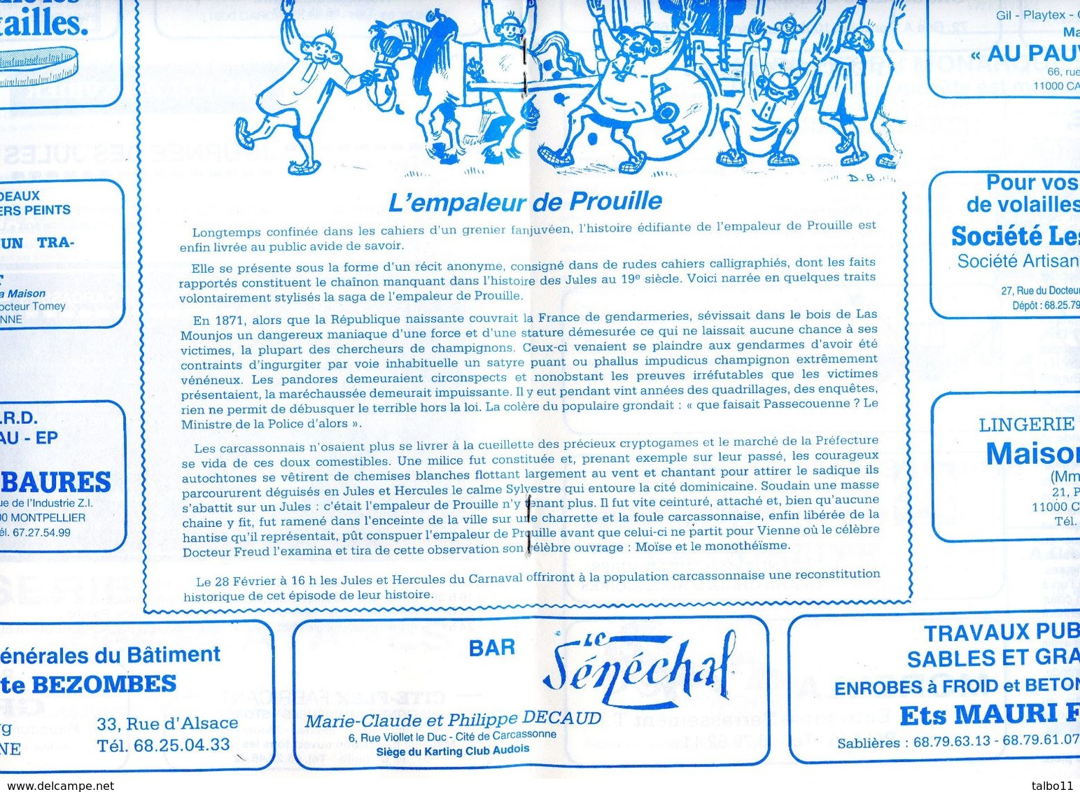 Programme Du Carnaval De Carcassonne 1987 - 24 Pages - Nombreux Textes Carnavalesques - Pub De Commercants - Andere & Zonder Classificatie