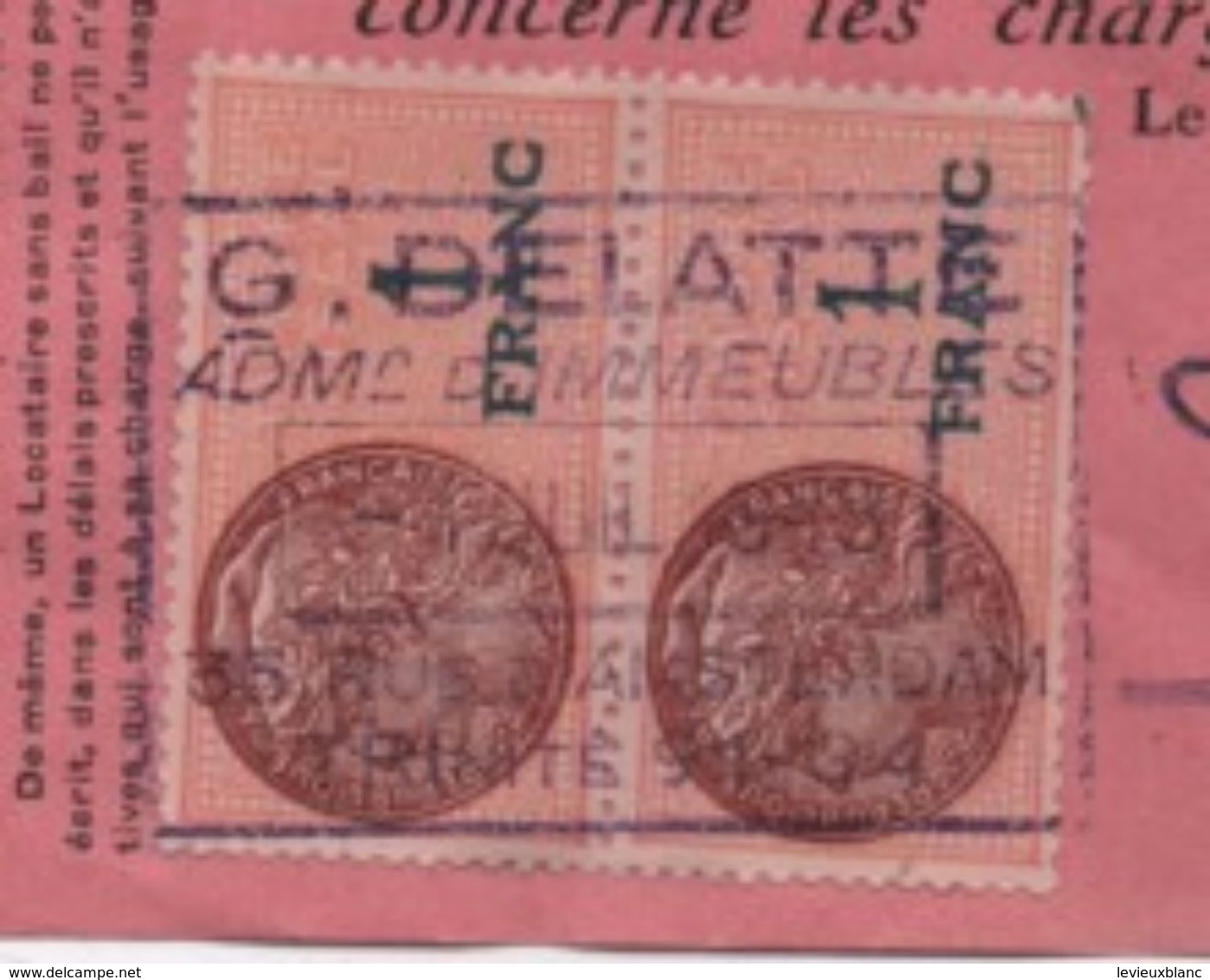 Quittance De Loyer /Reçu/Timbre Fiscal 1 Franc Et 1 Franc / Boulogne-Billancourt/ 1945                        QUIT17 - Non Classés