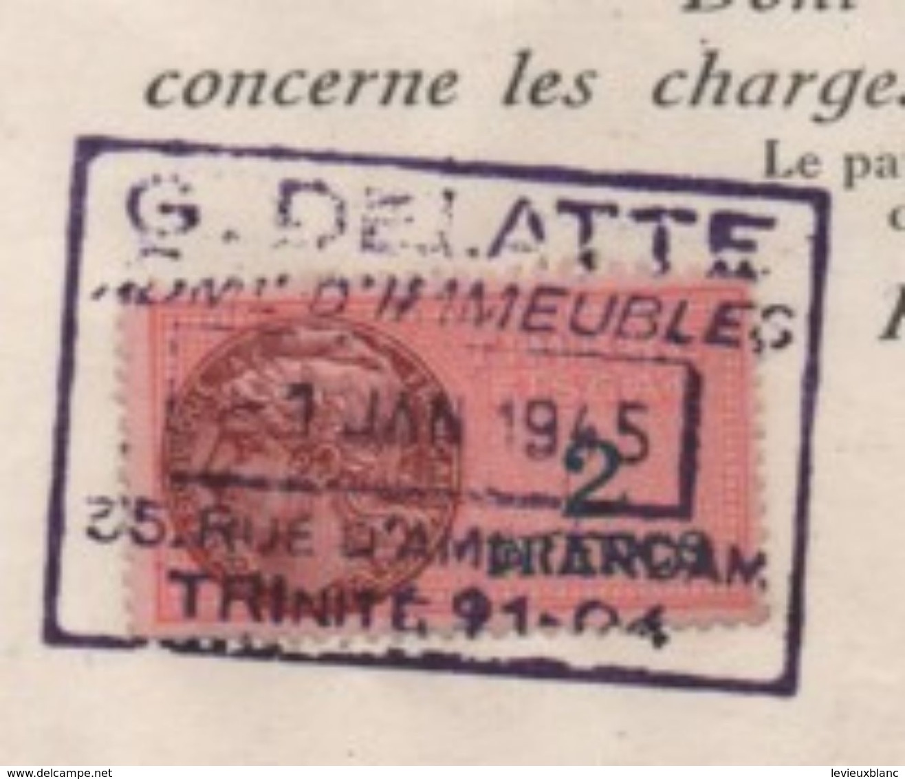 Quittance De Loyer /Reçu/Timbre Fiscal 2 Francs/ Boulogne-Billancourt/ 1945                        QUIT20 - Non Classés