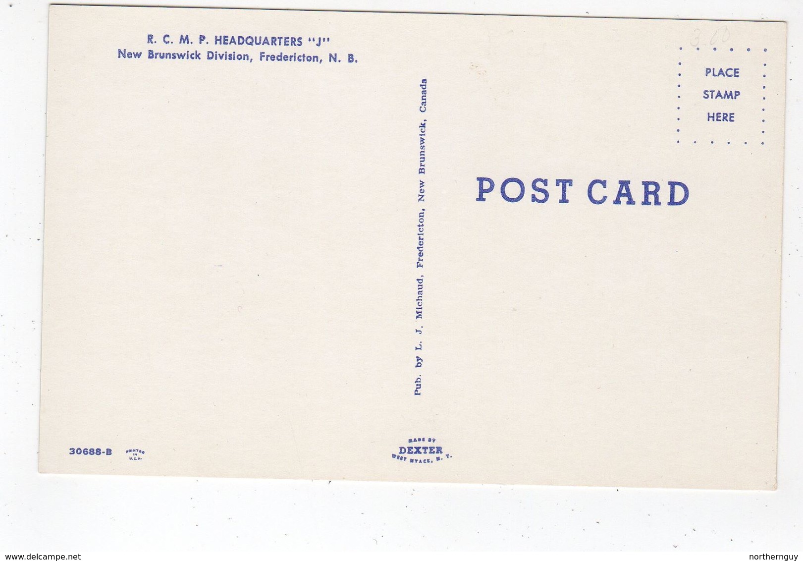 FREDERICTON, New Brunswick, Canada, R. C. M. P. Headquarters "J", 1950's? Chrome Postcard - Fredericton