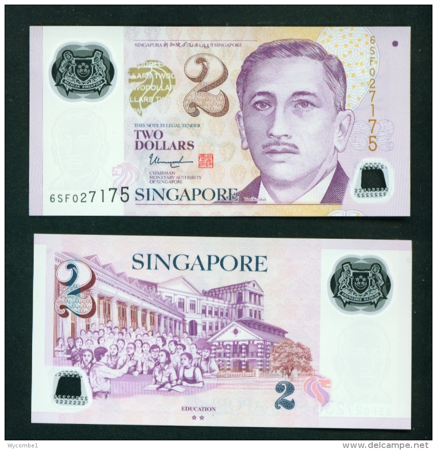 SINGAPORE  -  2015  $2  2 Hollow Stars On Reverse  UNC Banknote - Singapore