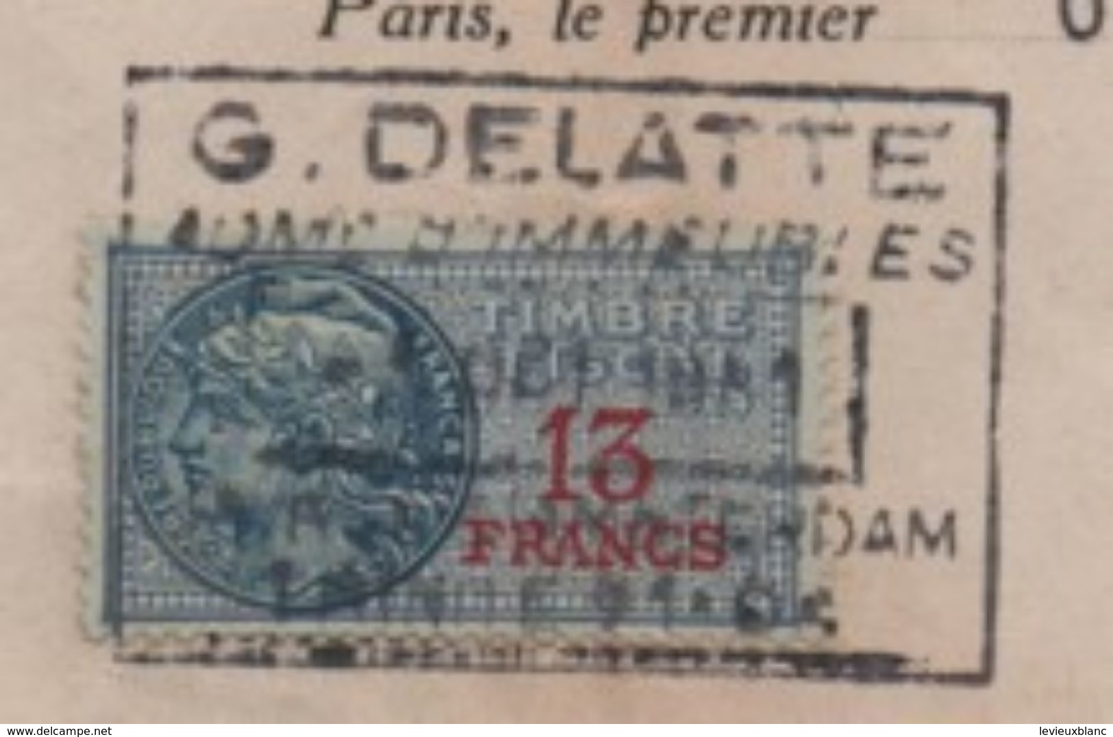 Quittance De Loyer /Reçu/Timbre Fiscal 13 Francs / Boulogne-Billancourt/ 1951       QUIT36 - Unclassified