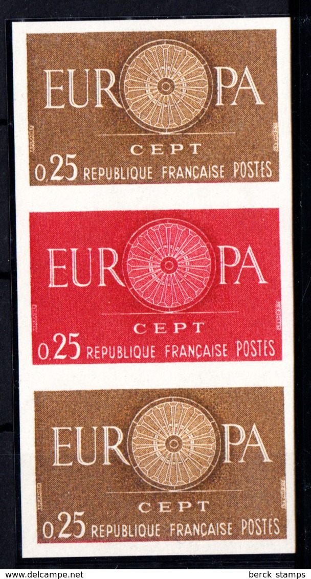 FRANCE - N°1266** - EUROPA 1960 - ESSAIS EN BANDE DE 3 - LUXE. - 1960