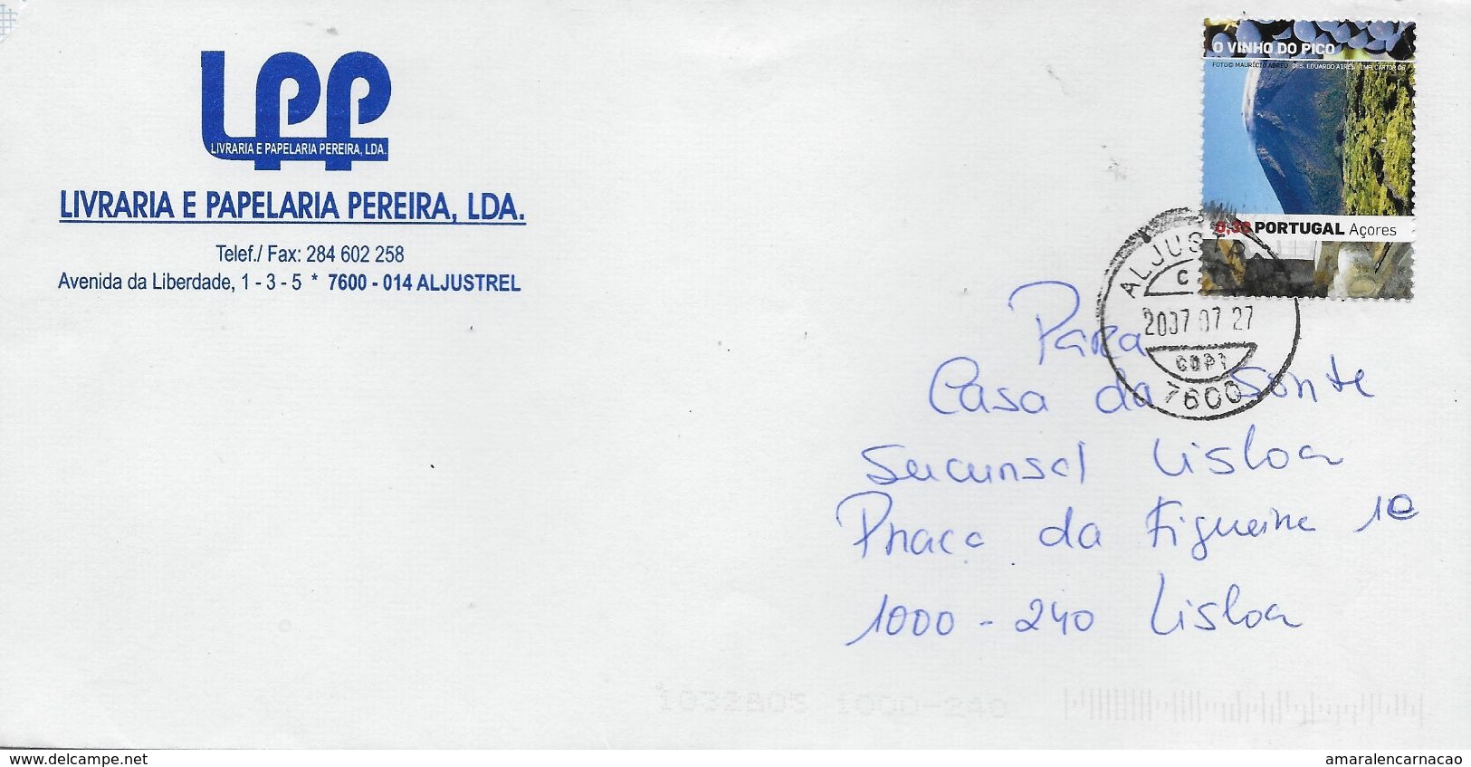 TIMBRES - STAMPS - PORTUGAL (AÇORES) - LETTRE AVEC CODE À BARRE - VIN DE L’ÎLE DE PICO - Lettres & Documents