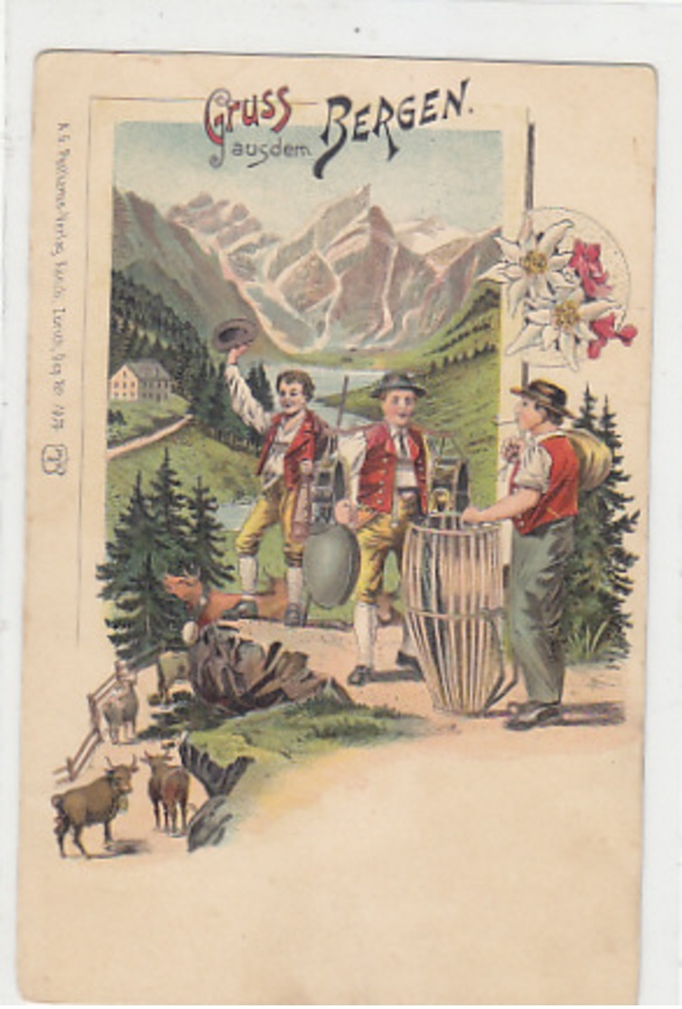 Gruss Aus Den Bergen (Appenzell) - Litho  - Künzli         (P-123-60927) - Gruss Aus.../ Gruesse Aus...