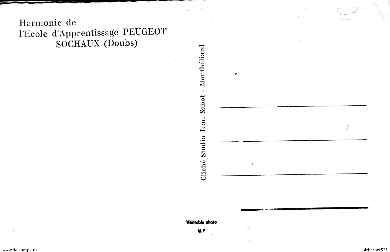 CPSM - Harmonie De L'Ecole D'Apprent. PEUGEOT De SOCHAUX" (Doubs). Studio Jean Sabot. Non Circulée. TB état. - Montbéliard