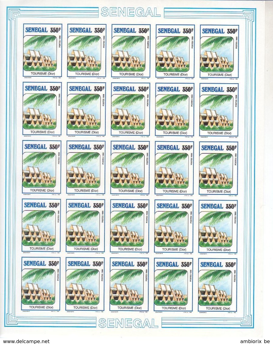 Sénégal - Feuillet De 25 Timbres Non Dentelés Tourisme Dior 1988 - 350 F - Sénégal (1960-...)