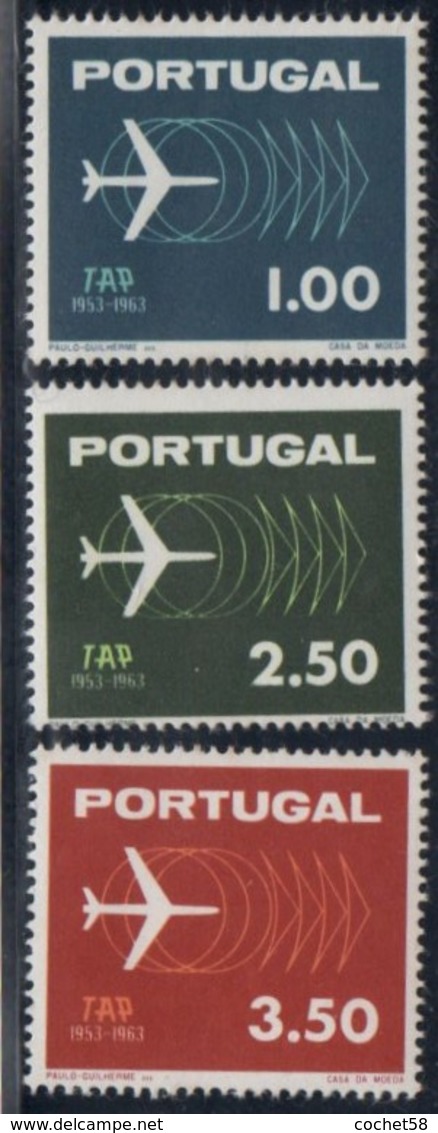 PORTUGAL N° 932-934 (3v)  10 Ans T.A.P. 1963 - Nuevos