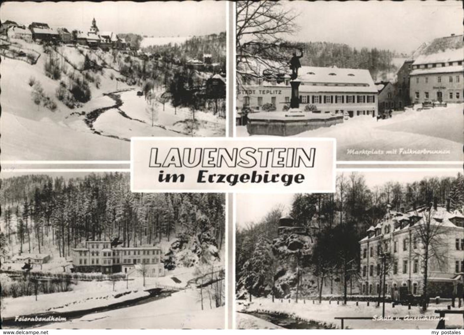 41235453 Lauenstein Erzgebirge Marktplatz, Falknerbrunnen Lauenstein - Geising