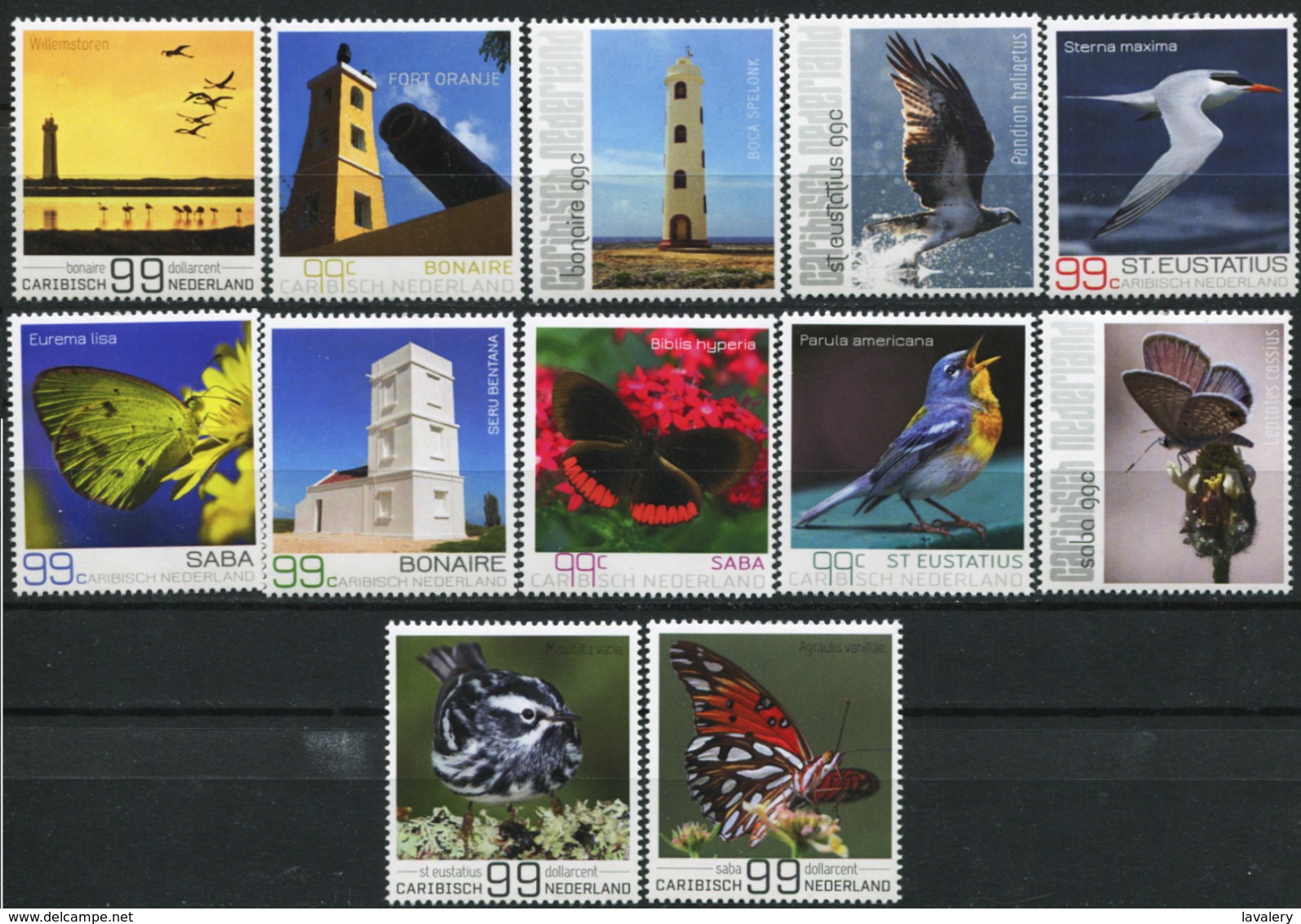 CARIBBEAN NETHERLANDS 2017 Bonaire Saba Birds Butterflies Insects Fauna MNH - Curaçao, Antilles Neérlandaises, Aruba