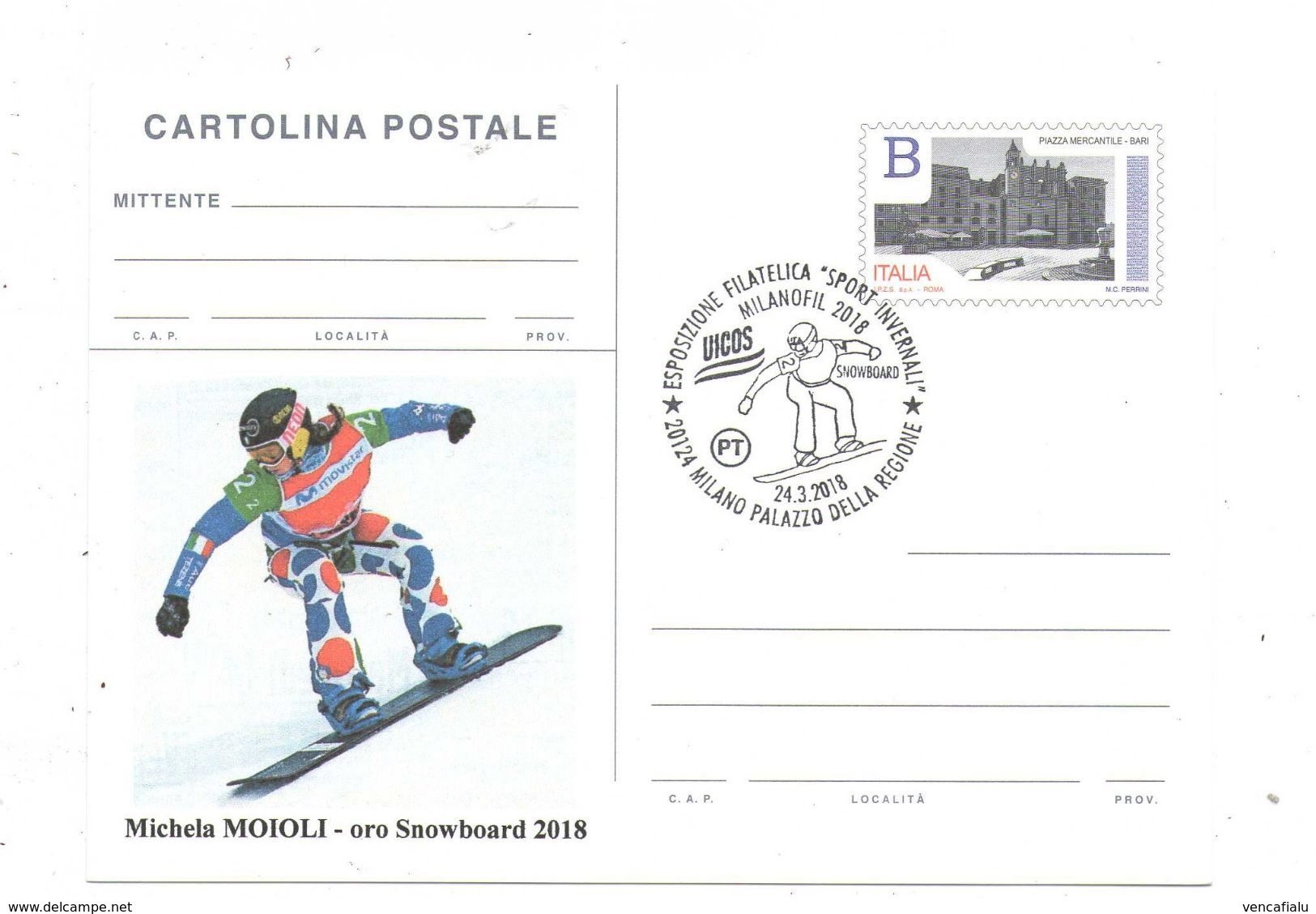 Italy 2018 - M. Monoli,snowboard, Special Postal Stationery With Special Cancellation - Autres & Non Classés