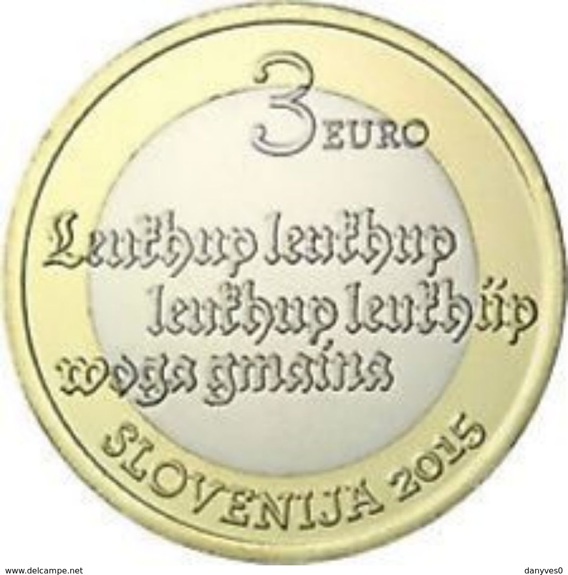 Pièce Commémorative 3  Euros Slovénie 2015 "  500 Ans De L' Imprimerie " - Slovenia