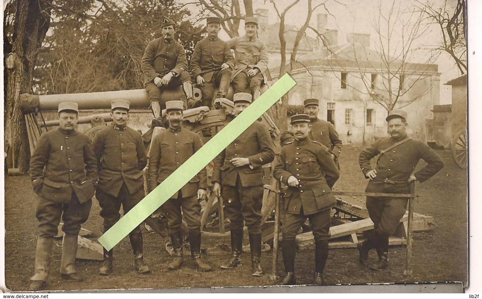 1914 Artilleurs Du 101eme Régiment Artillerie 101eme RA Canon De 155mm De Bange Patins Cingoli 1cart Photo Ww1 1914-1918 - War, Military