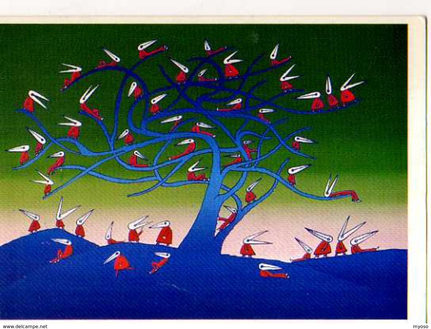 FOLON Foule, Oiseaux Perches Dans Arbre - Folon