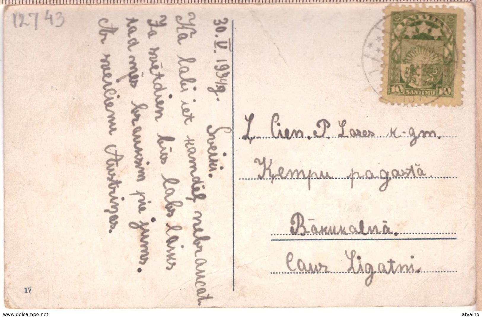 LATVIA.LETTLAND. PERSES UDENSKRITUMS Photo Postcard 1934 - Latvia