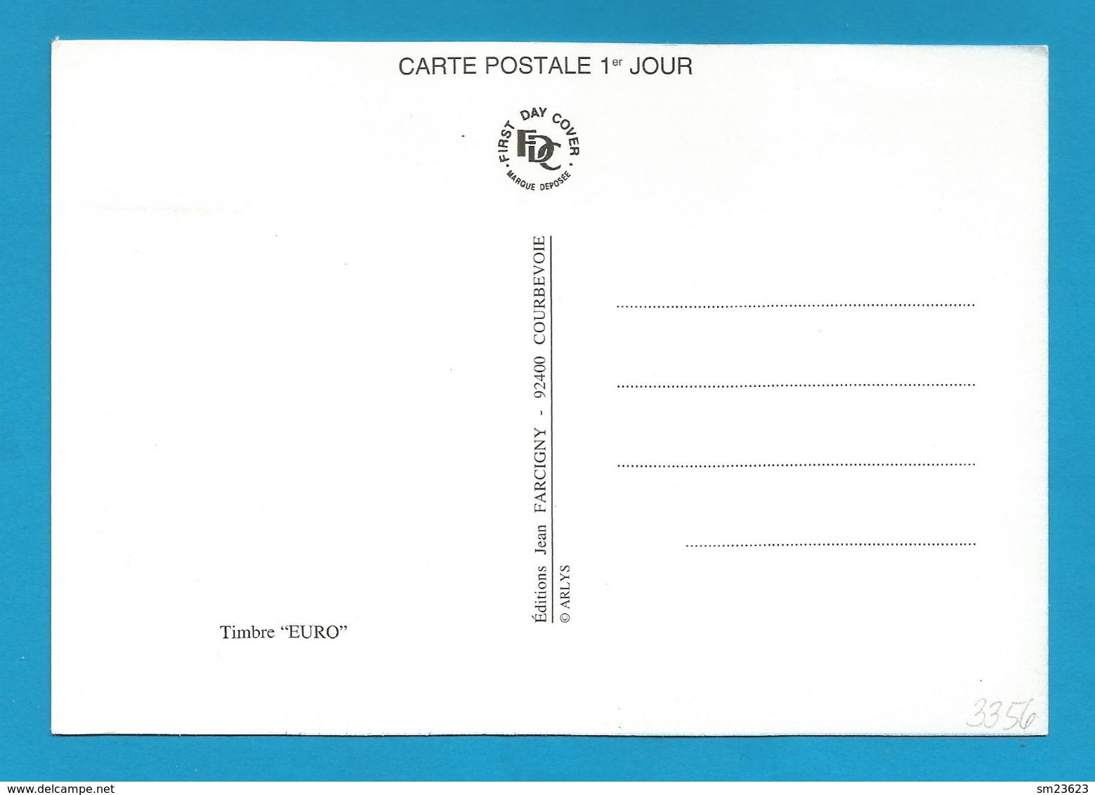 Frankreich 1999  Mi.Nr. 3356 , EUROPA  CEPT Mitläufer - Einführung Des Euro - Maximum Card - Paris 1-01-1999 - 1999