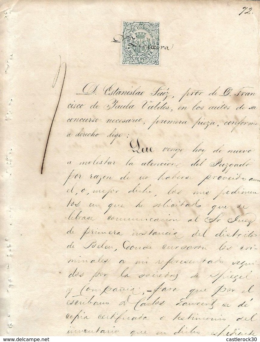 C) CARIBBEAN, LIBROS DE COMERCIO 1847 50c. DE PESETA Pg 72 - Other & Unclassified