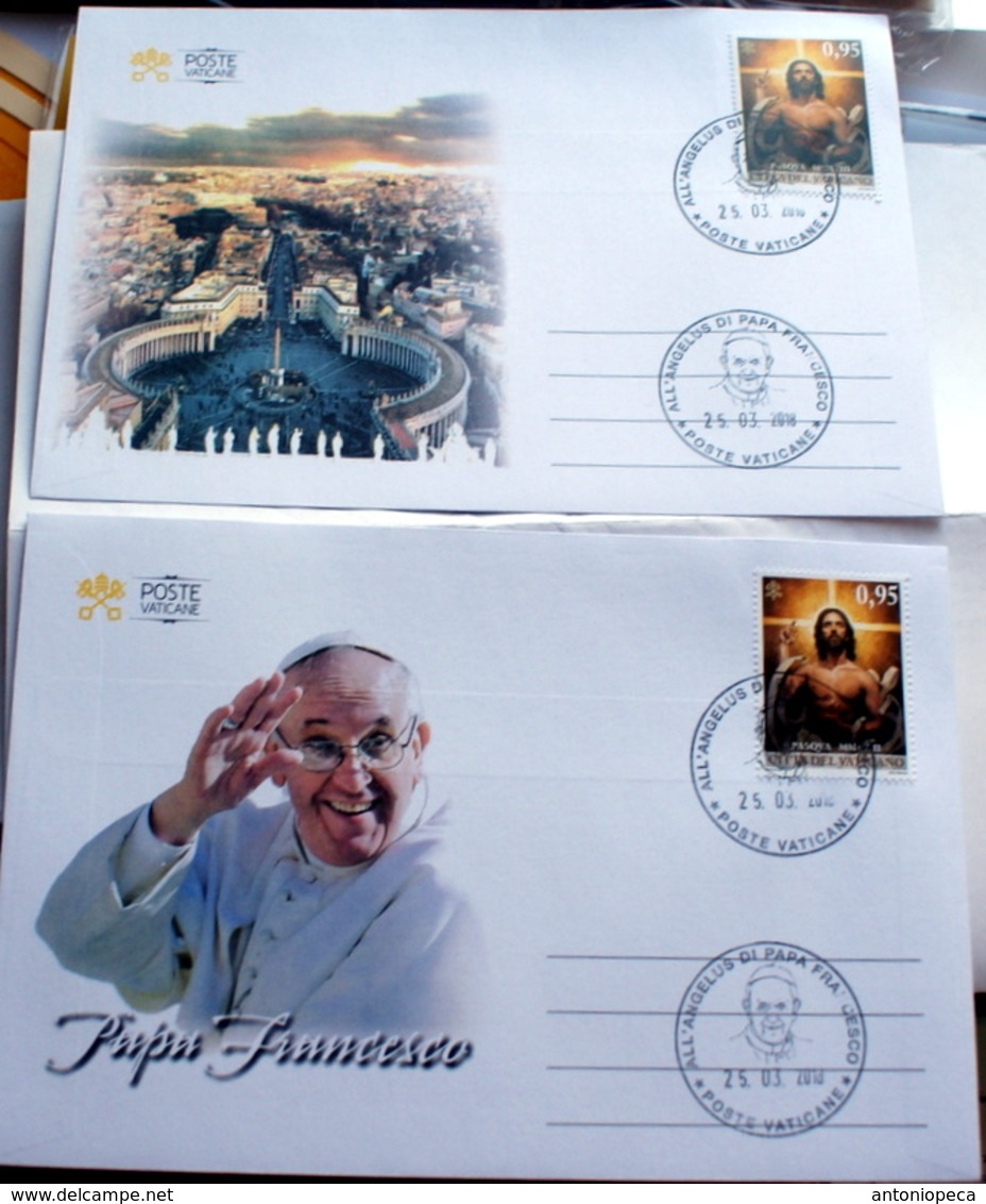 VATICANO 25.3.2018 - SPECIAL OBLITERATIONS ANGELUS PALM SUNDAY, TWO OFFICIAL COVERS - Storia Postale