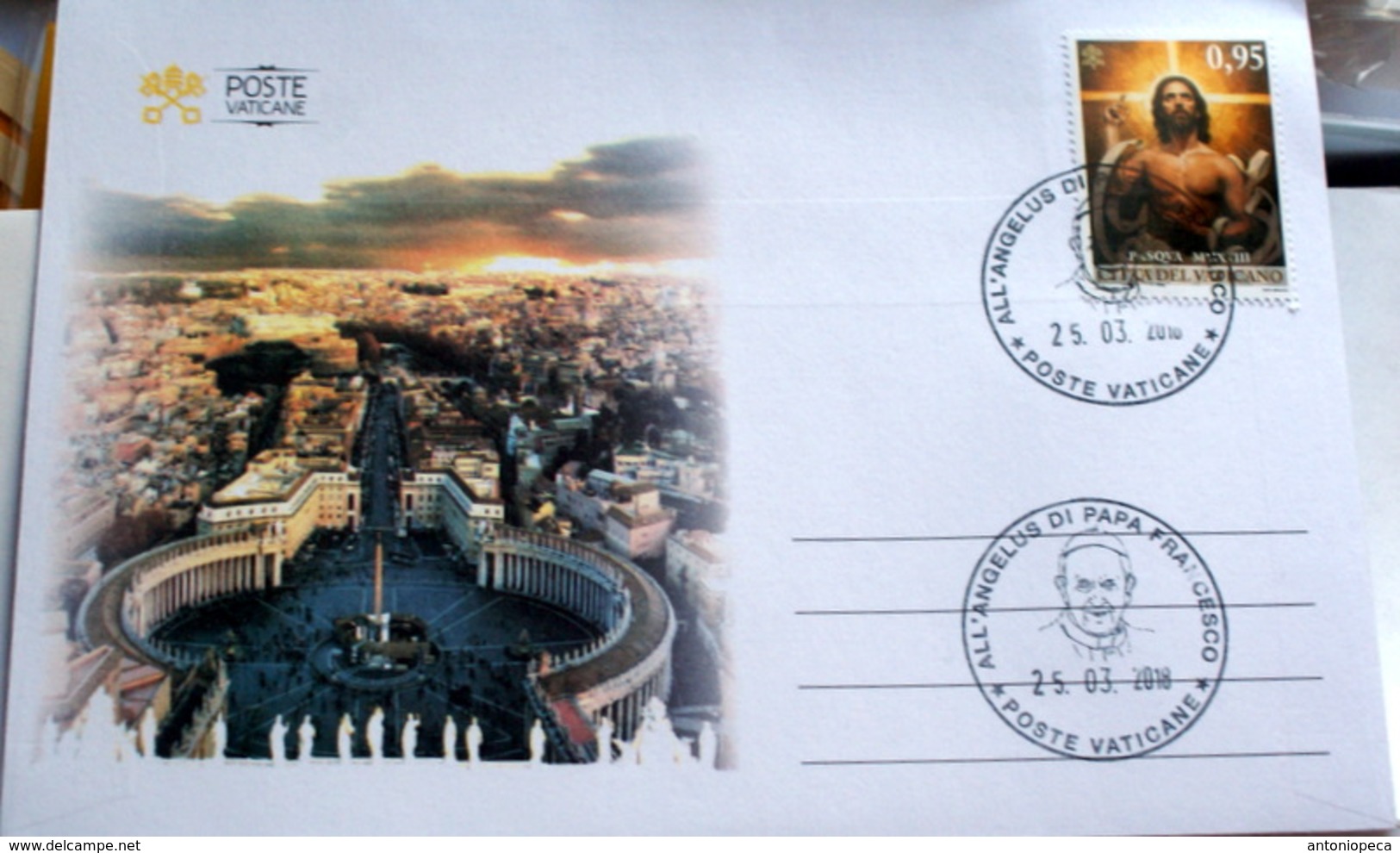 VATICANO 25.3.2018 - SPECIAL OBLITERATIONS ANGELUS PALM SUNDAY, TWO OFFICIAL COVERS - Storia Postale