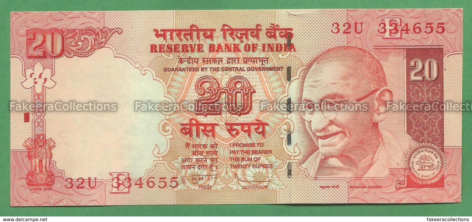 India Inde Indien - 20 Rupees / INR Banknote P-96h - 2010 UNC (letter E) D. Subbarao - As Scan - India