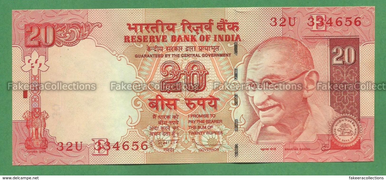 India Inde Indien - 20 Rupees / INR Banknote P-96h - 2010 UNC (letter E) D. Subbarao - As Scan - Inde