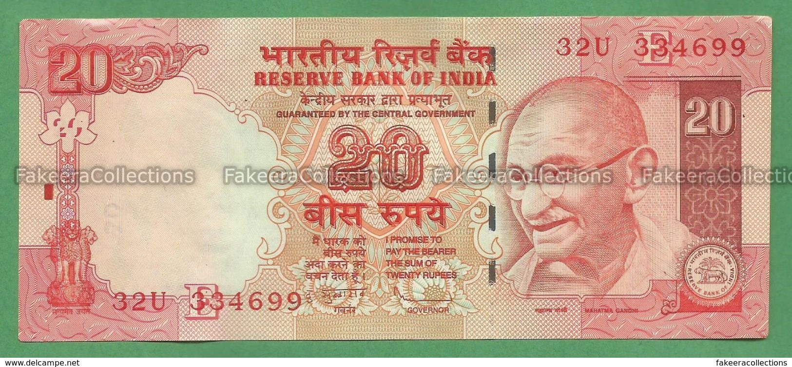 India Inde Indien - 20 Rupees / INR Banknote P-96h - 2010 UNC (letter E) D. Subbarao - As Scan - India