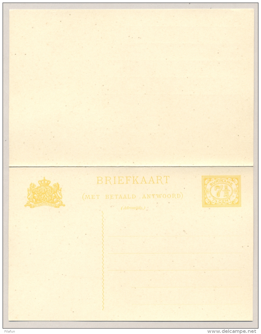 Suriname - 1934 - 7,5+7,5 Cent Cijfer, Briefkaart G37 - Ongebruikt Unused - Suriname ... - 1975