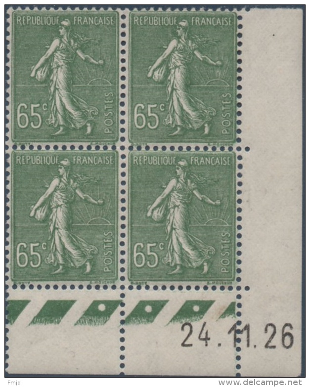 N°__234 COIN DATE 65C. OLIVE TIMBRES NEUFS**, 1926-1927 - ....-1929