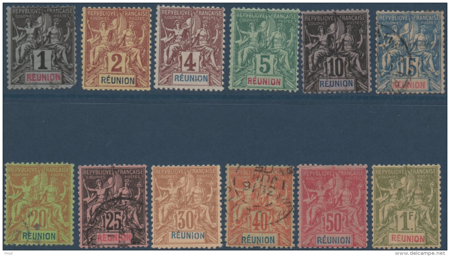 REUNION N°32 A 42 + 44 TYPE SAGE, TIMBRES NEUFS ET OBLITERES 1892 - Nuovi