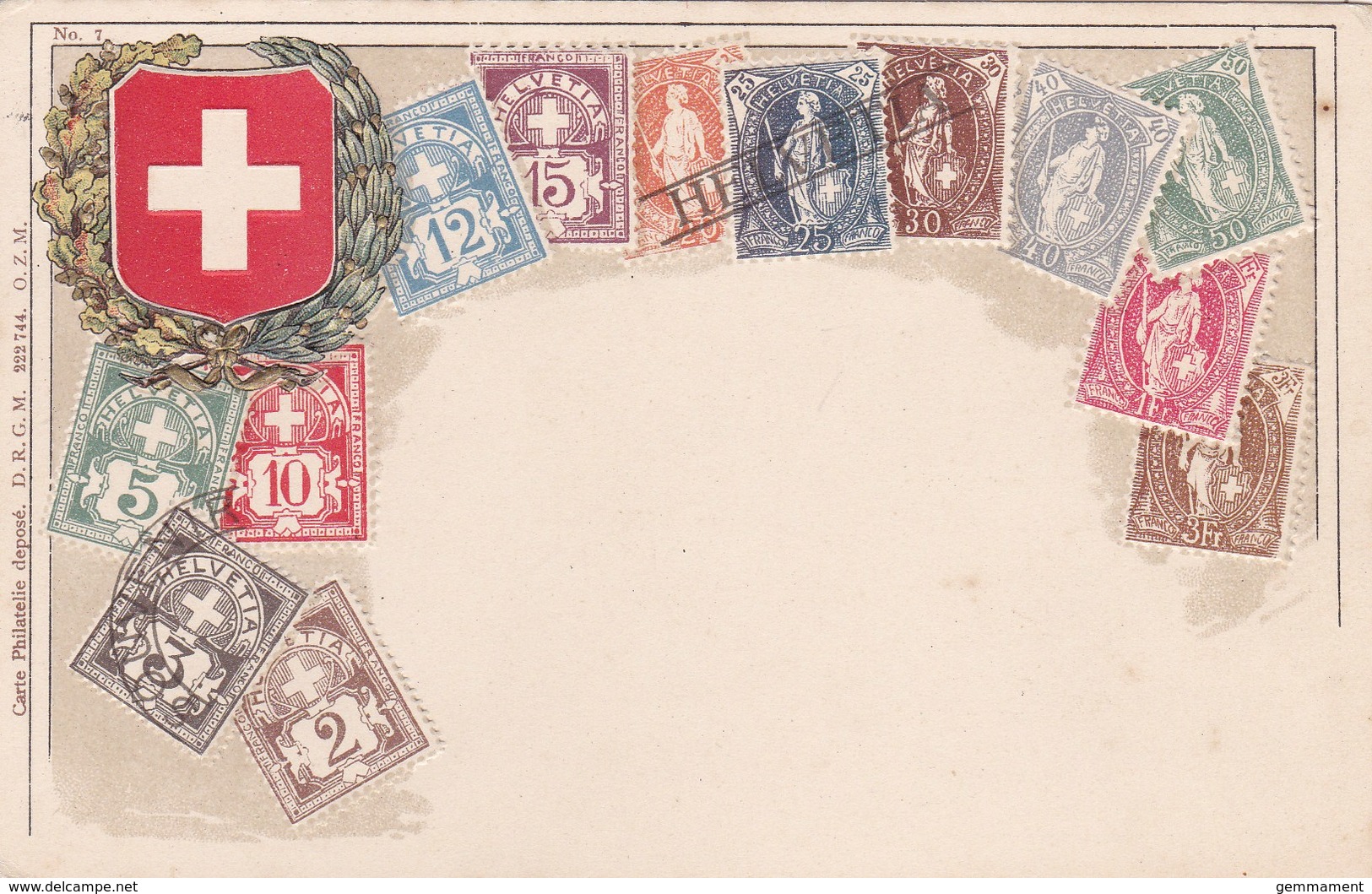 STAMPS RELATED CARD -SWITZERLAND -EMBOSSED. - Stamps (pictures)