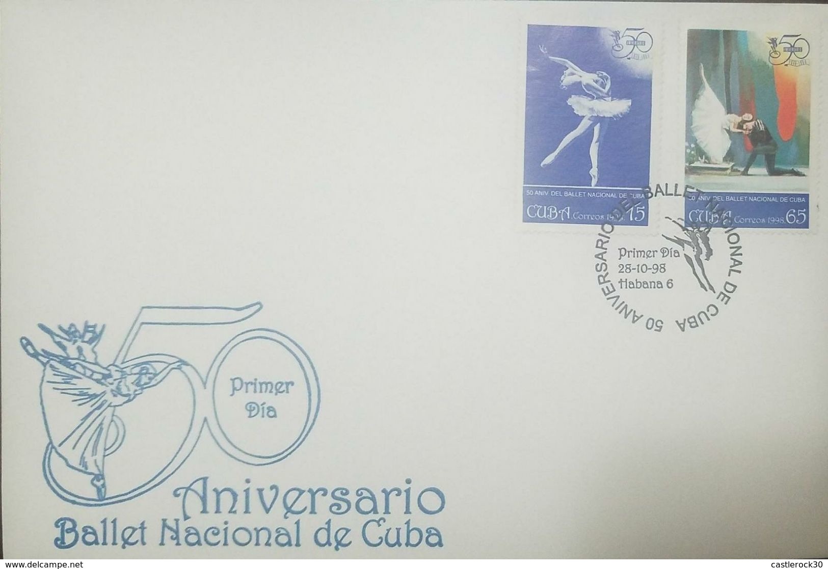 L) 1998 CUBA, 50TH ANNIVERSARY OF THE NATIONAL BALLET OF CUBA, DANCER, FDC - Lettres & Documents