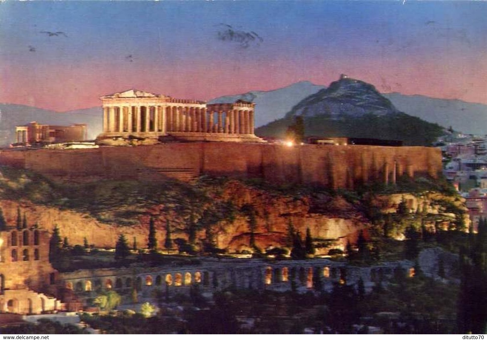 Athen - Acropolis At Night-  Formato Grande Viaggiata – E 4 - Grecia