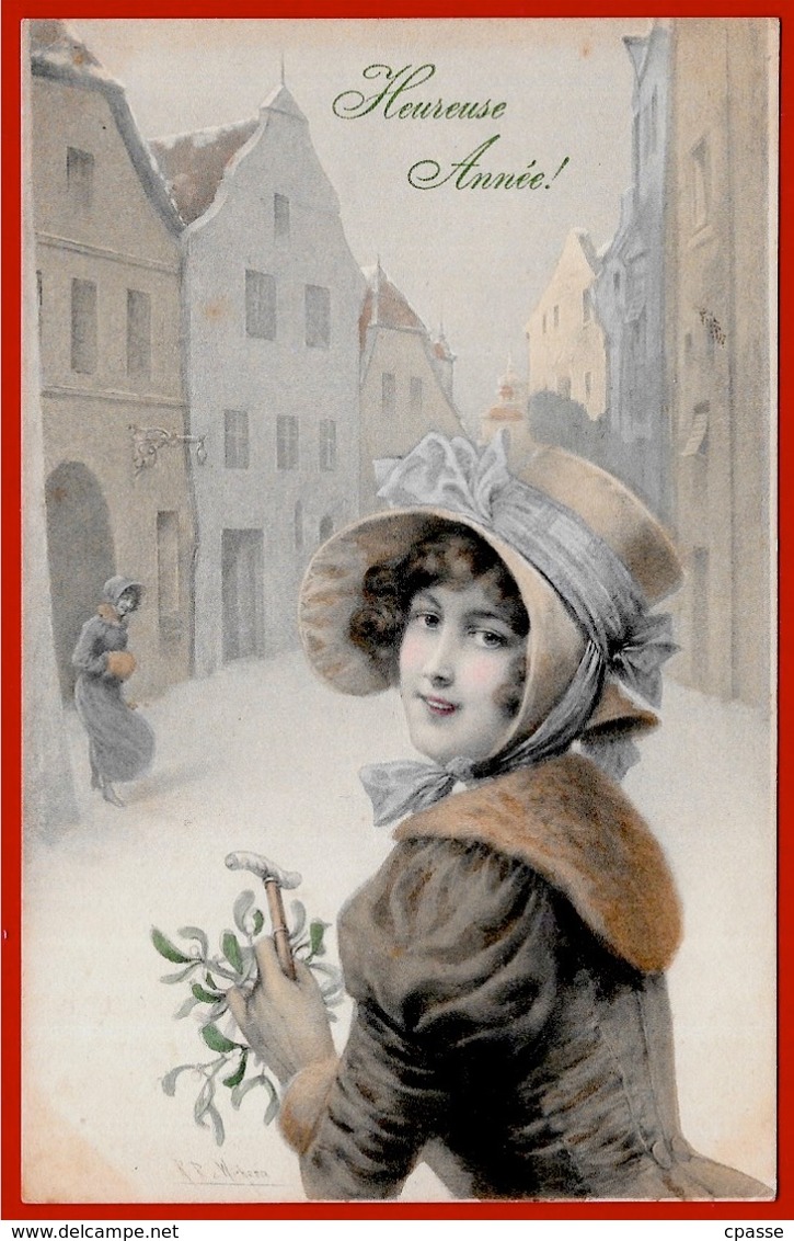 CPA AK "viennoise" Heureuse Année Illustrateur WICHERA ° M.M. Vienne N° 336 * Femme Au Chapeau Et Gui - Wichera