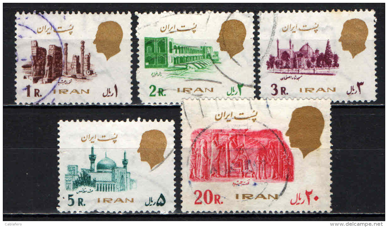 IRAN - 1977 - EFFIGIE DI REZA PAHLAVI ED IMMAGINI DELL'IRAN - USATI - Iran