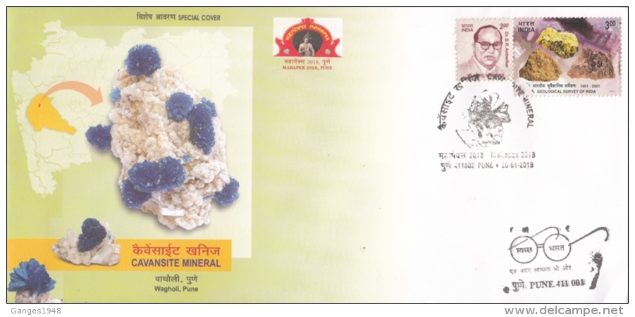 India  2018  Cavensite Mineral  Pune  Cover   #  09422     D Inde Indien - Minerali