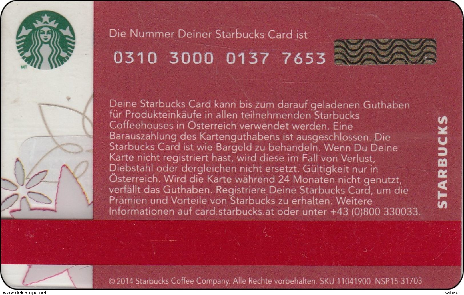 Austria  Starbucks Card Merry Christmas 2014 - Gift Cards