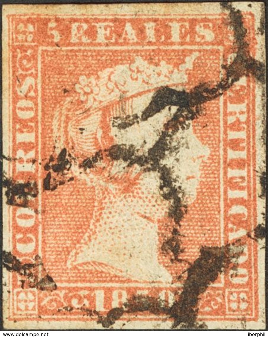 97 º 3. 1850. 5 Reales Rojo. MAGNIFICO. (Edifil 2018: 405€) - Other & Unclassified