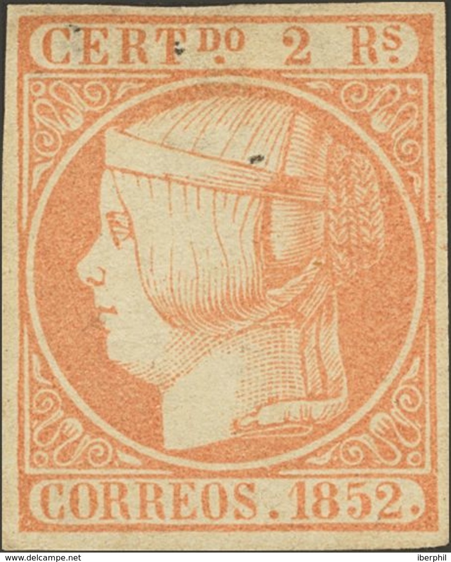 127 (*) 14. 1852. 2 Reales Naranja (levísimo Adelgazamiento En La Zona Superior Derecha). Excelente Color Y Grandes Márg - Other & Unclassified